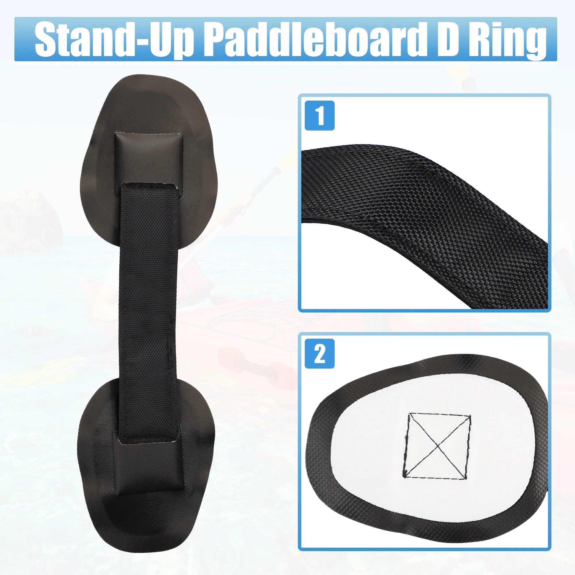 7pcs PVC Patch Round Shape D Ring 11.5ft Elastic Shock Rope with 6 Hooks Accessories for Inflatable Boat Black D936416