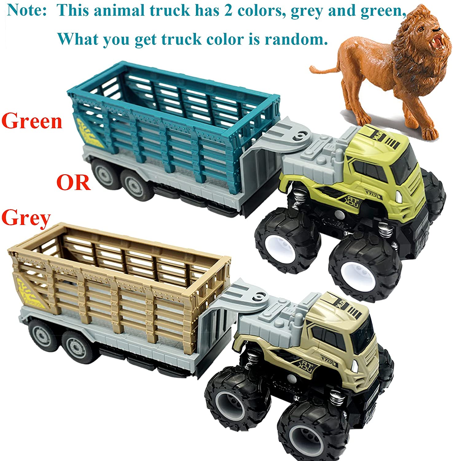 Friction Powered Toy Cars Animal Transporter with Lion Figurine A2950