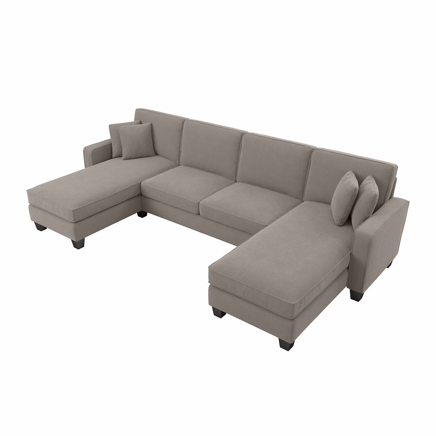 Beige Herringbone Fabric Sectional with Double Chaise F73656