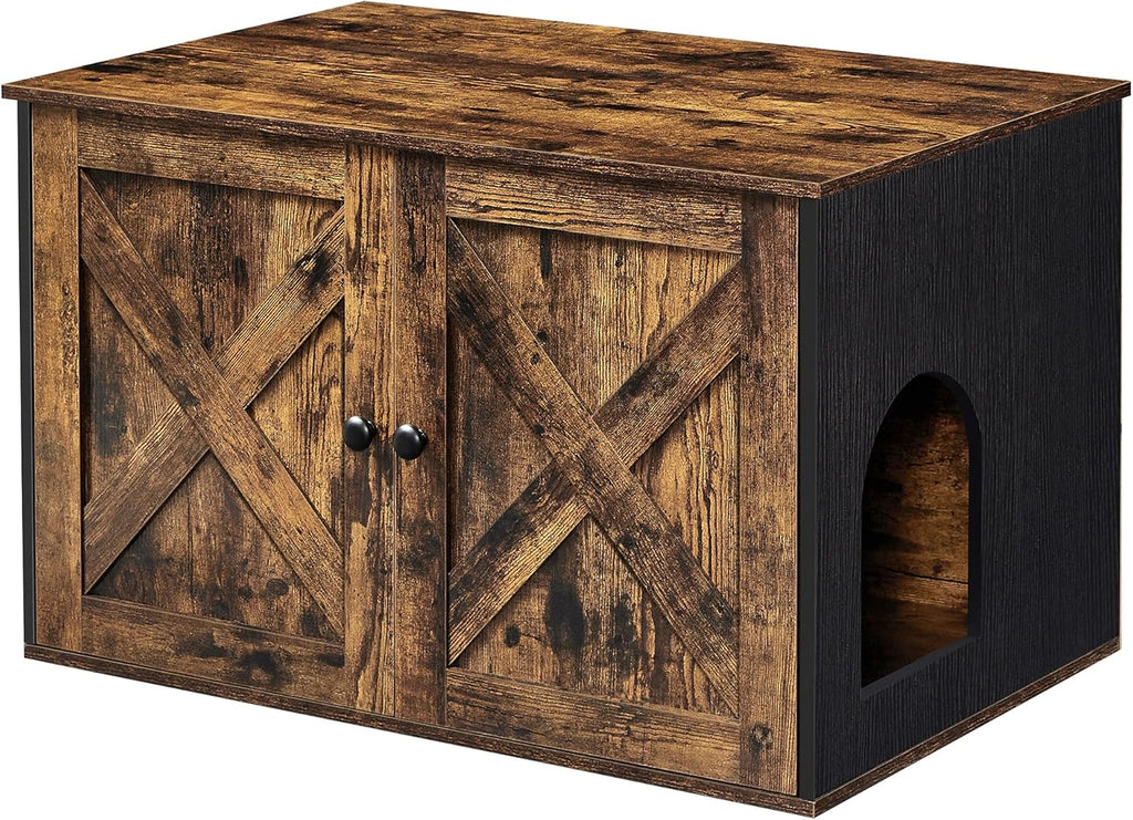 Wooden Cat Litter Box Enclosure Cabinet with Doors R28203