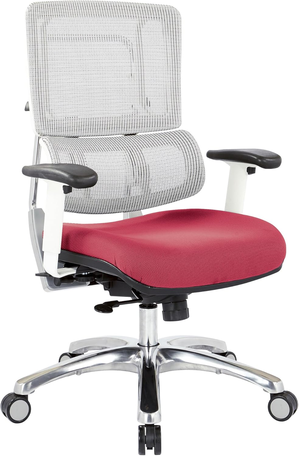 White Vertical Mesh Back and Padded Steel Mesh Seat Managers Chair with Adjustable Arms Q40594