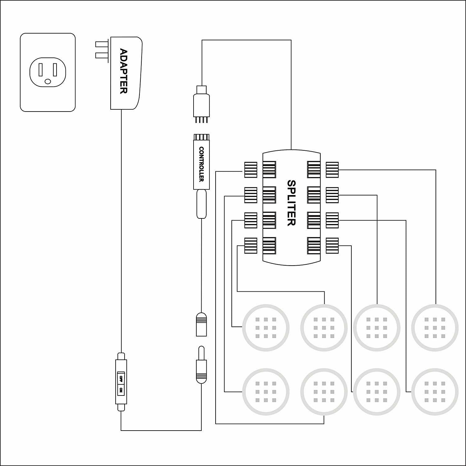 RGB LED Under Cabinet Lights Kit 8 Packs Aluminum Slim O280