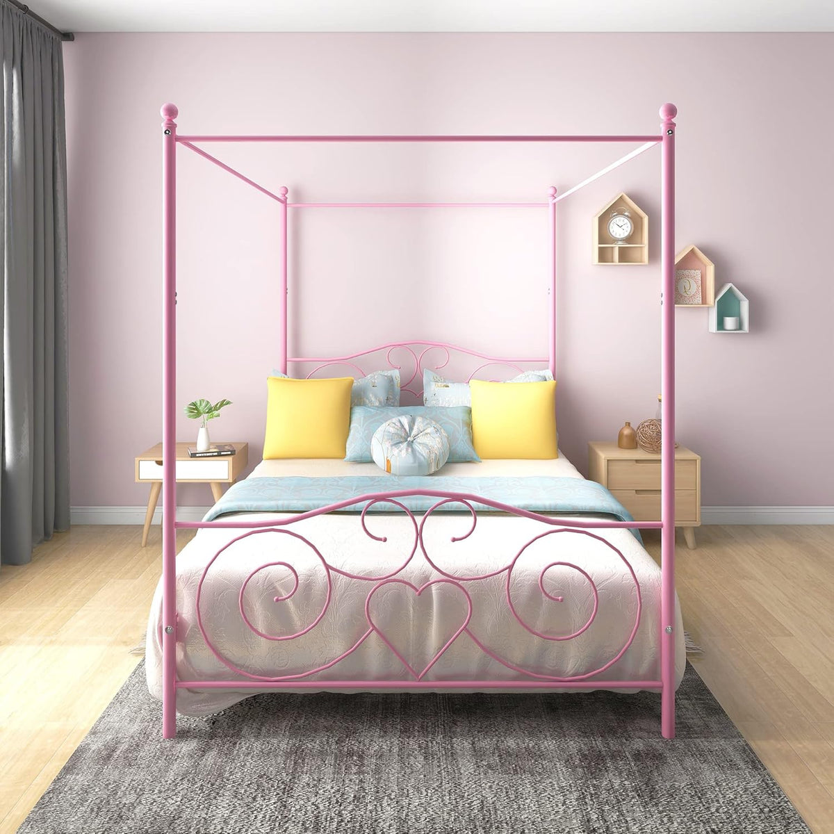 Sand Black Full Platform Bed Frame with Headboard and Footboard K994