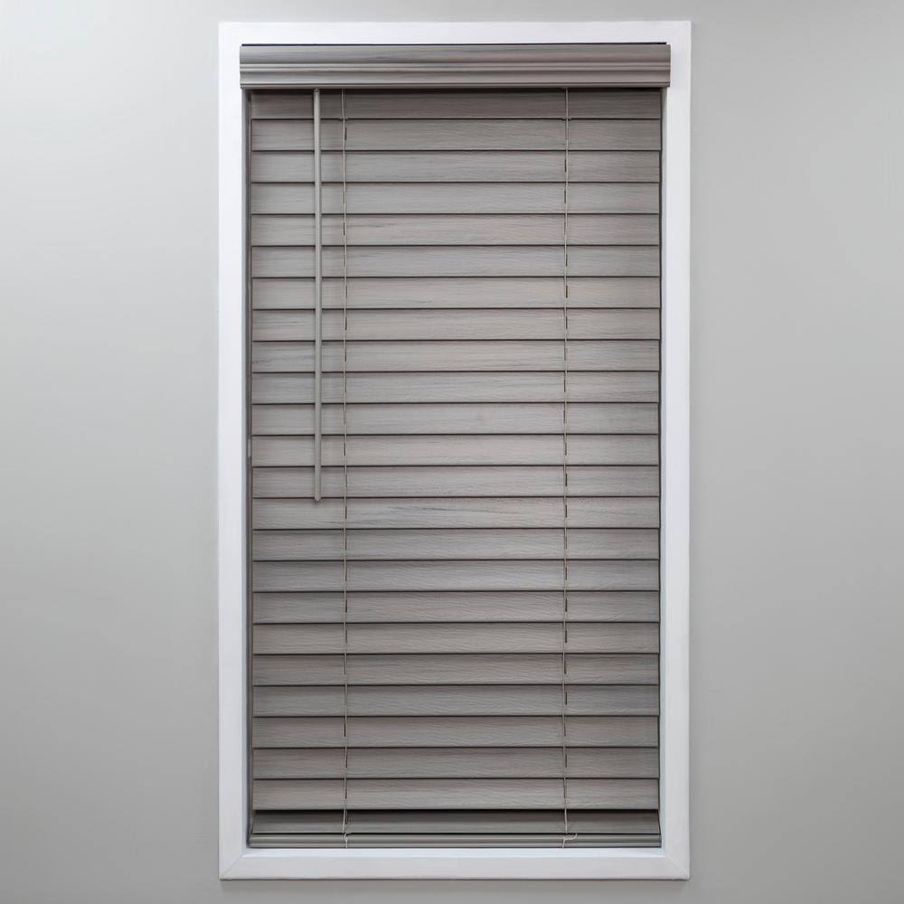 Driftwood Gray Cordless Room Darkening 2 in. PVC Faux Wood Blind 47 in. W x 64 in. L B674806