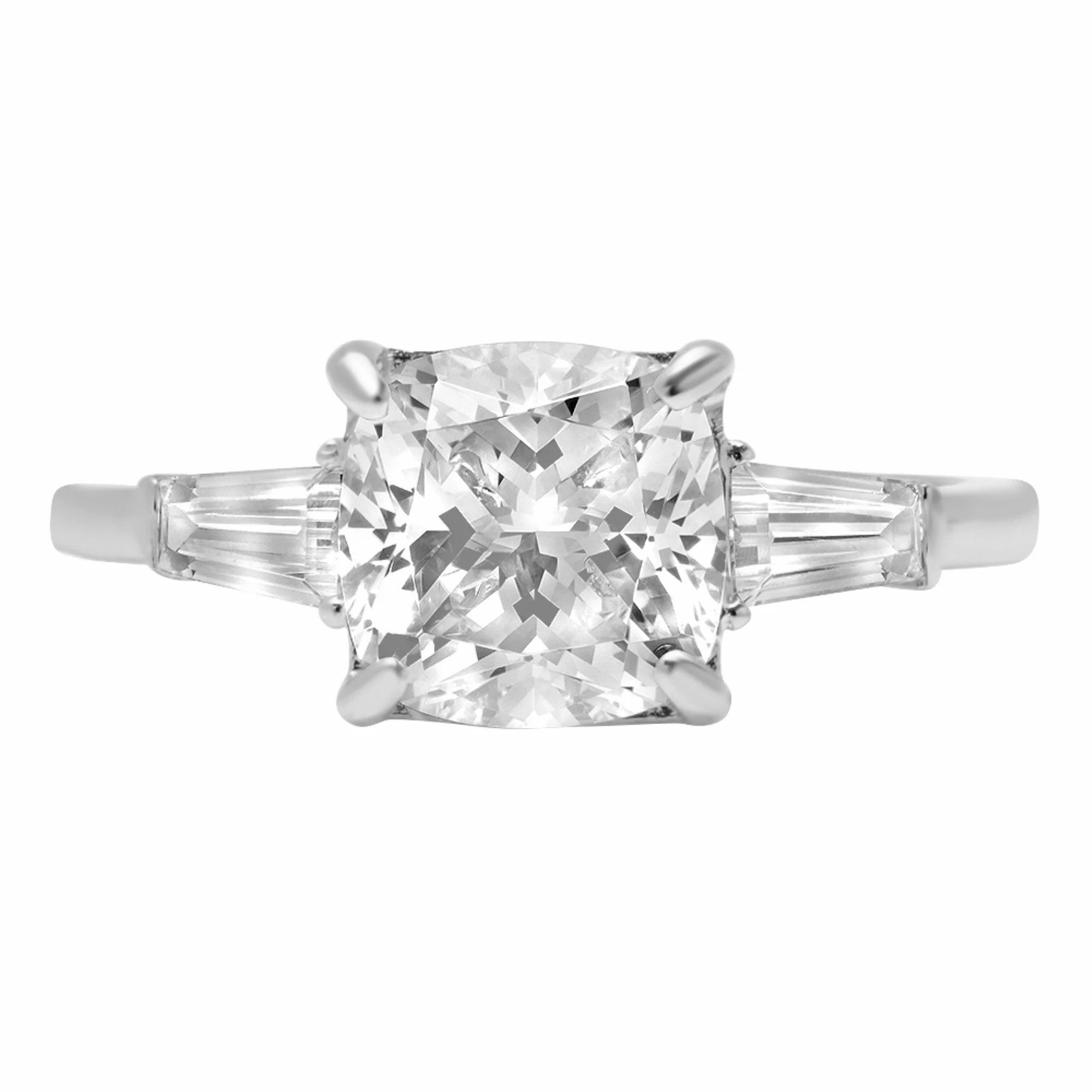 18K White Gold Three-Stone Diamond Engagement Ring H296