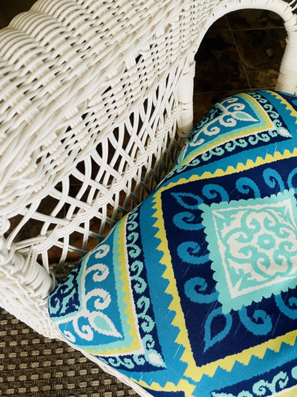 3 Piece Blue and Green Outdoor Seat Cushion Set O426770