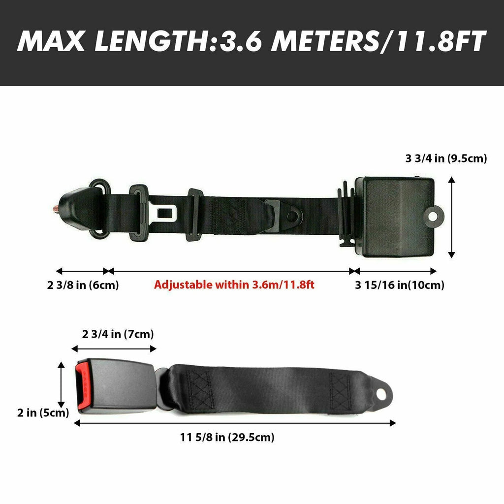2 Pack Universal 3 Point Retractable Adjustable Car Seat Belt Lap Shoulder L63040