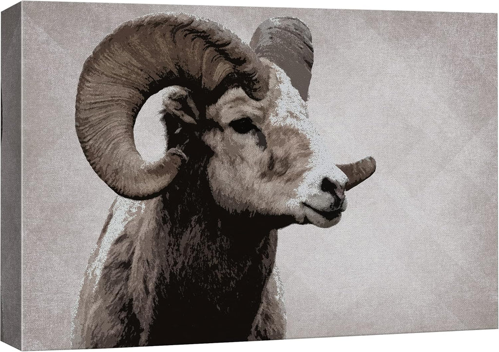 Canvas Print Wall Art Ram Portrait on Graphite Background I509