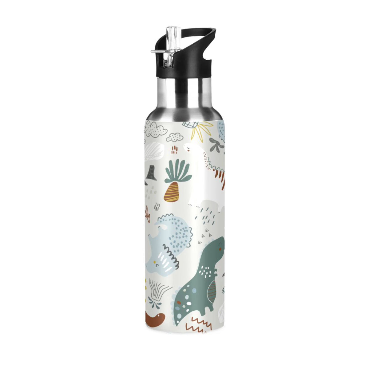 Green Stainless Steel Insulated Water Bottle with Straw Lid C49432
