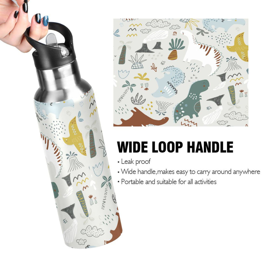 Green Stainless Steel Insulated Water Bottle with Straw Lid C49432