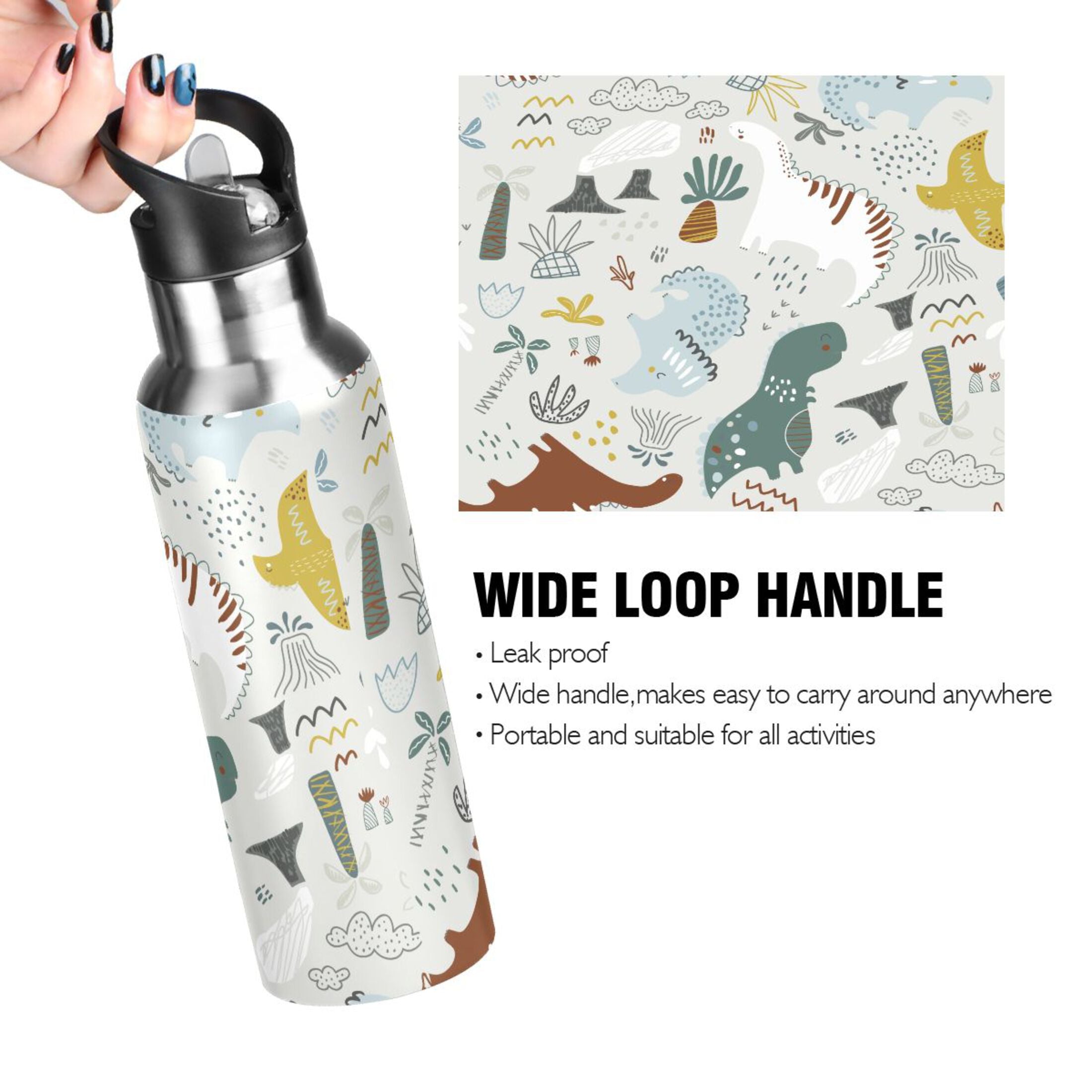 Green Stainless Steel Insulated Water Bottle with Straw Lid C49432