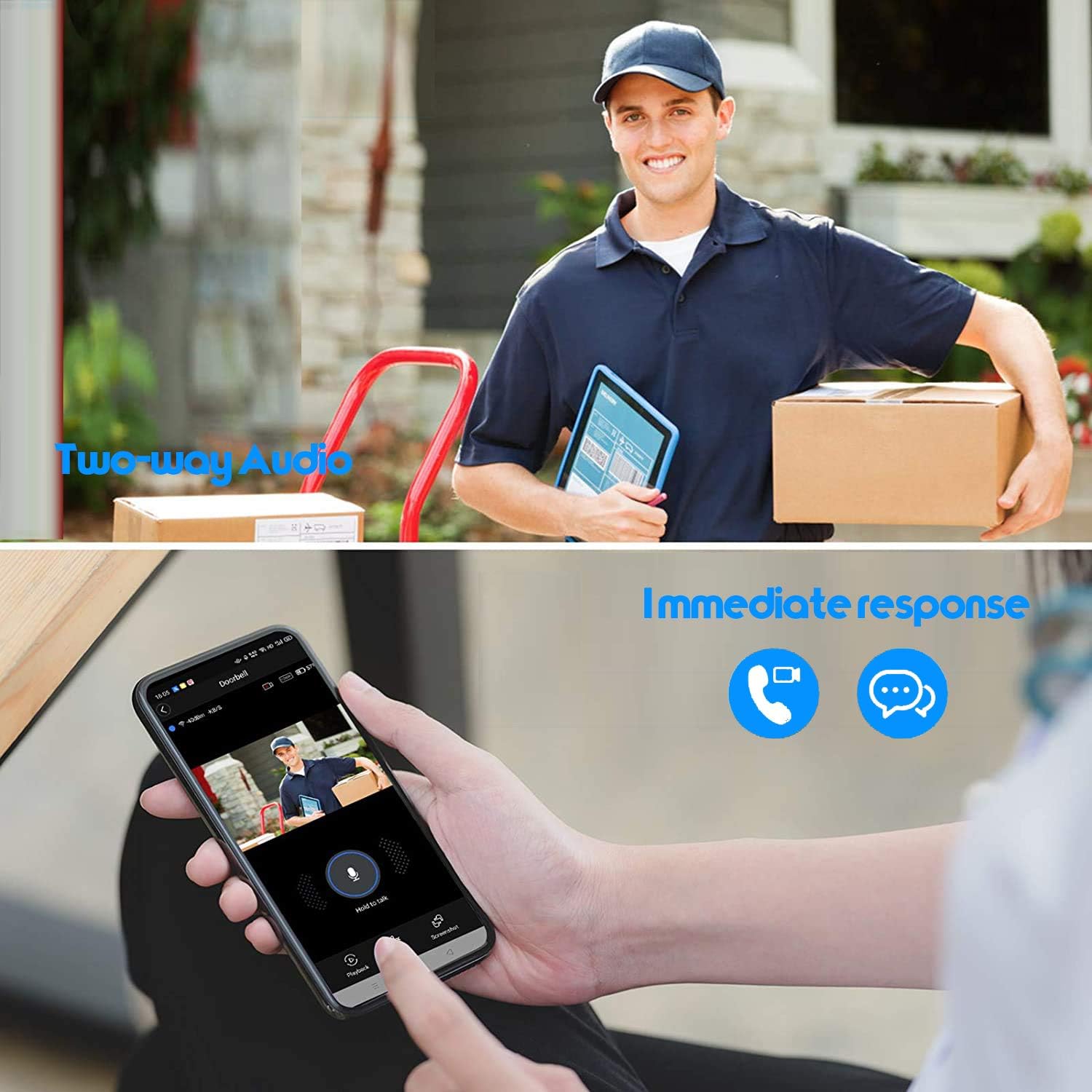 2 Pack Wireless WiFi 1080P Video Doorbell Camera H45838