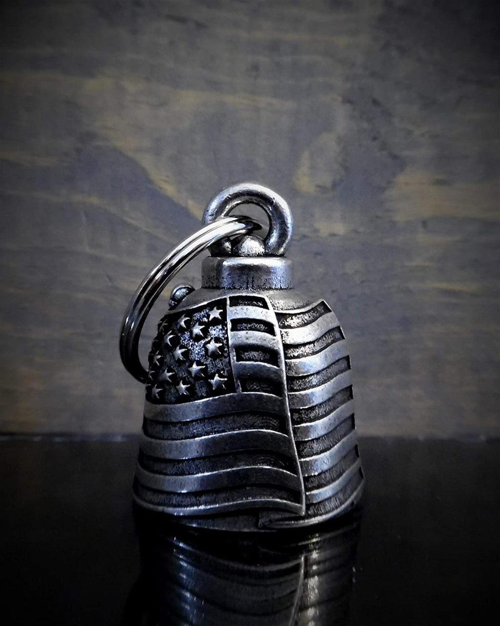 US Flag Motorcycle Biker Bell Key Chain D59225