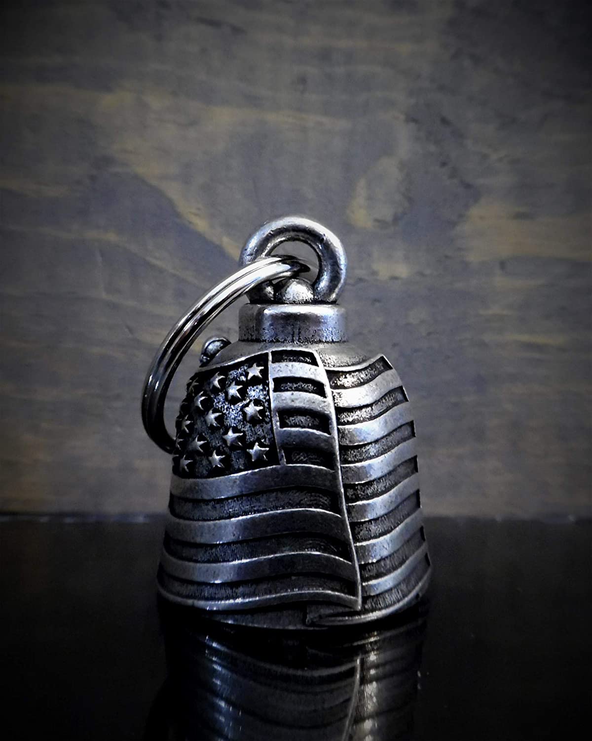 US Flag Motorcycle Biker Bell Key Chain D59225