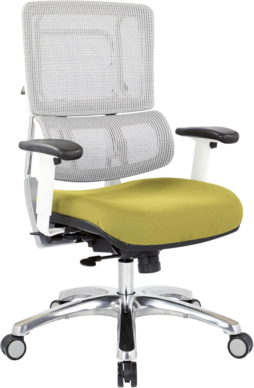 White Vertical Mesh Back and Padded Steel Mesh Seat Managers Chair with Adjustable Arms Q40594