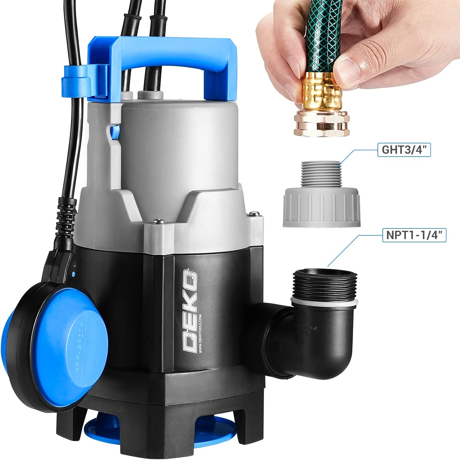 400W 1/2HP Submersible Pump 1981GPH Clean/Dirty Water Pump with Float Switch 16ft Cable Pack of 2 W6166