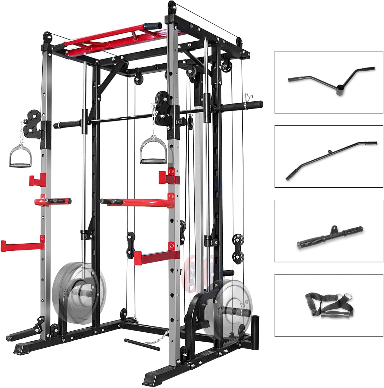 Power Cage with LAT Pulldown System, 1000LBS Capacity Power Rack B168