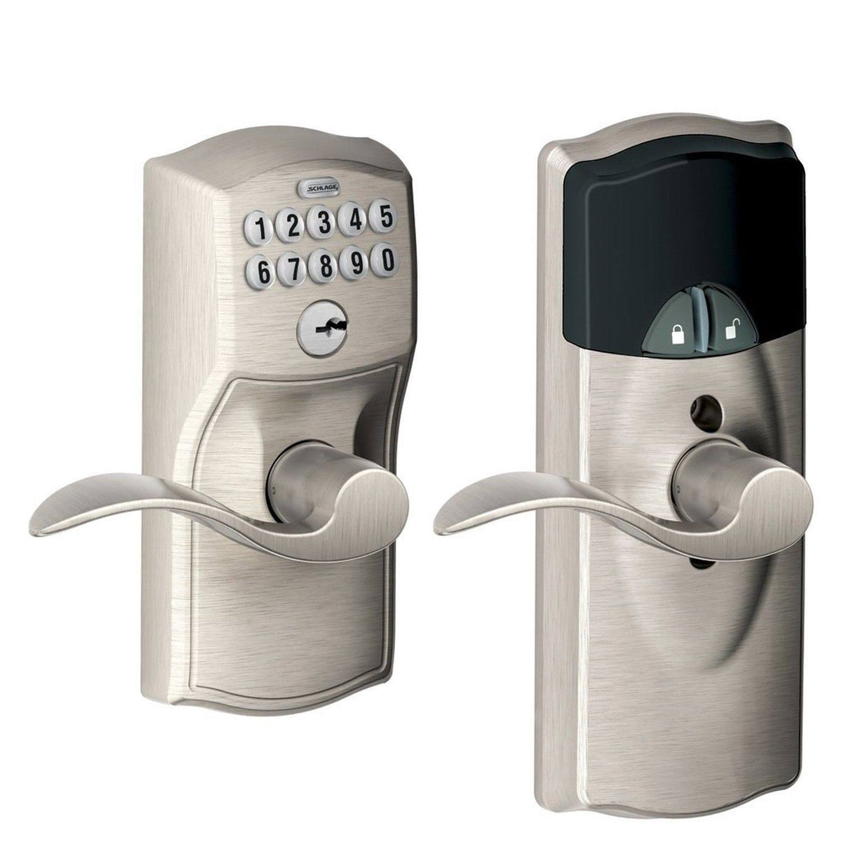 Satin Nickel Keypad Lever H4026