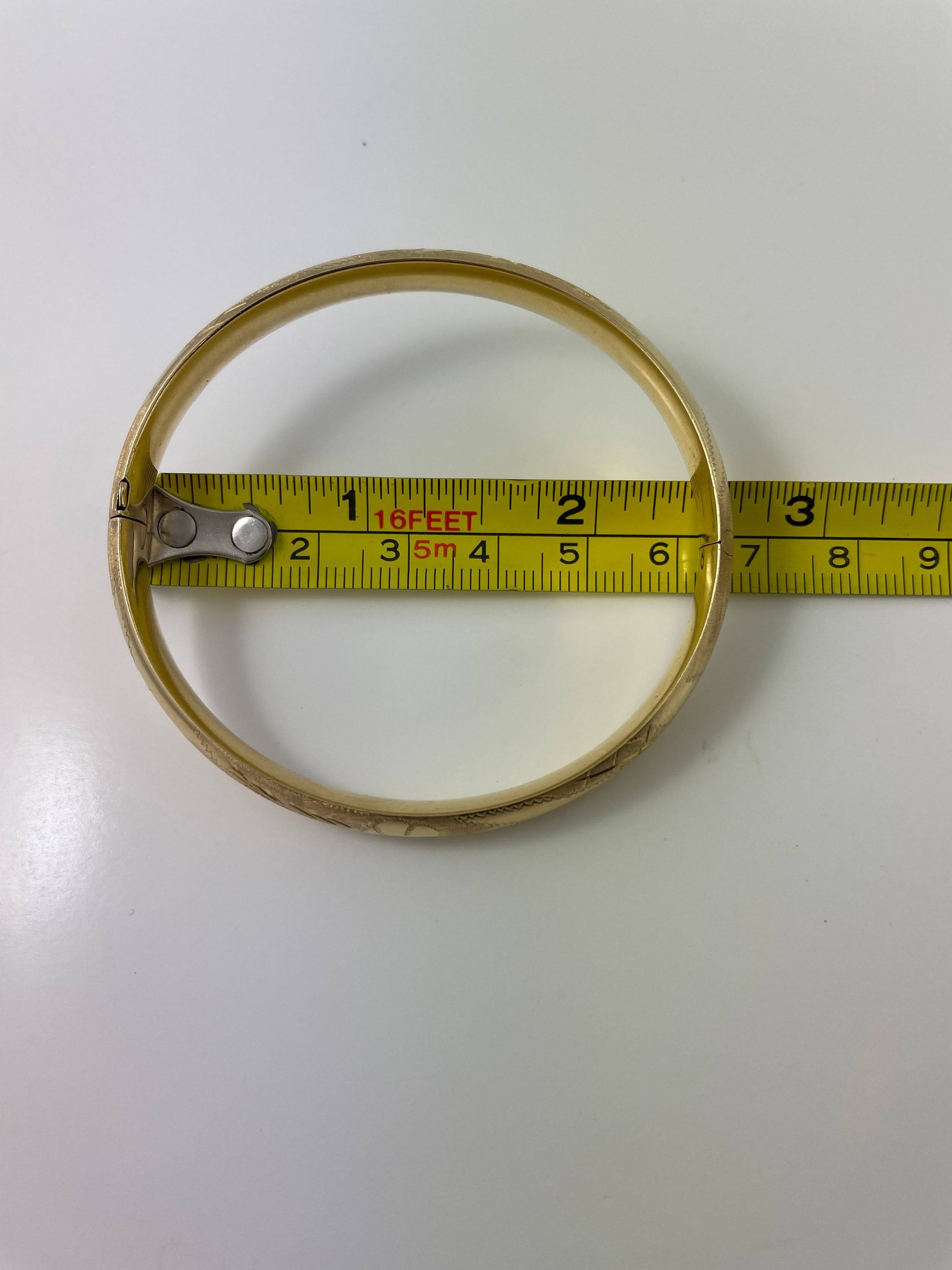 14K Yellow Gold Floral Engraved Hinged Bangle P2011