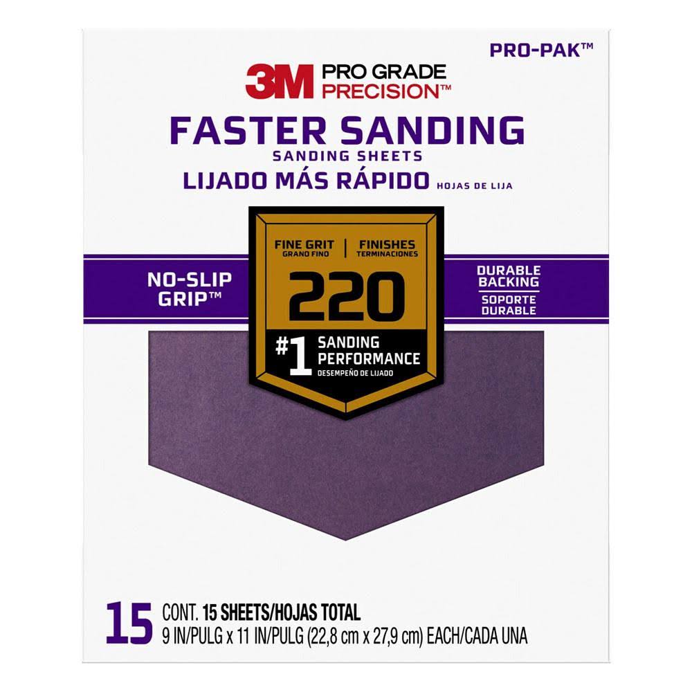 220 Grit Fine Sanding Sheets, 9 in. x 11 in., Case of 5 15-Packs G45193
