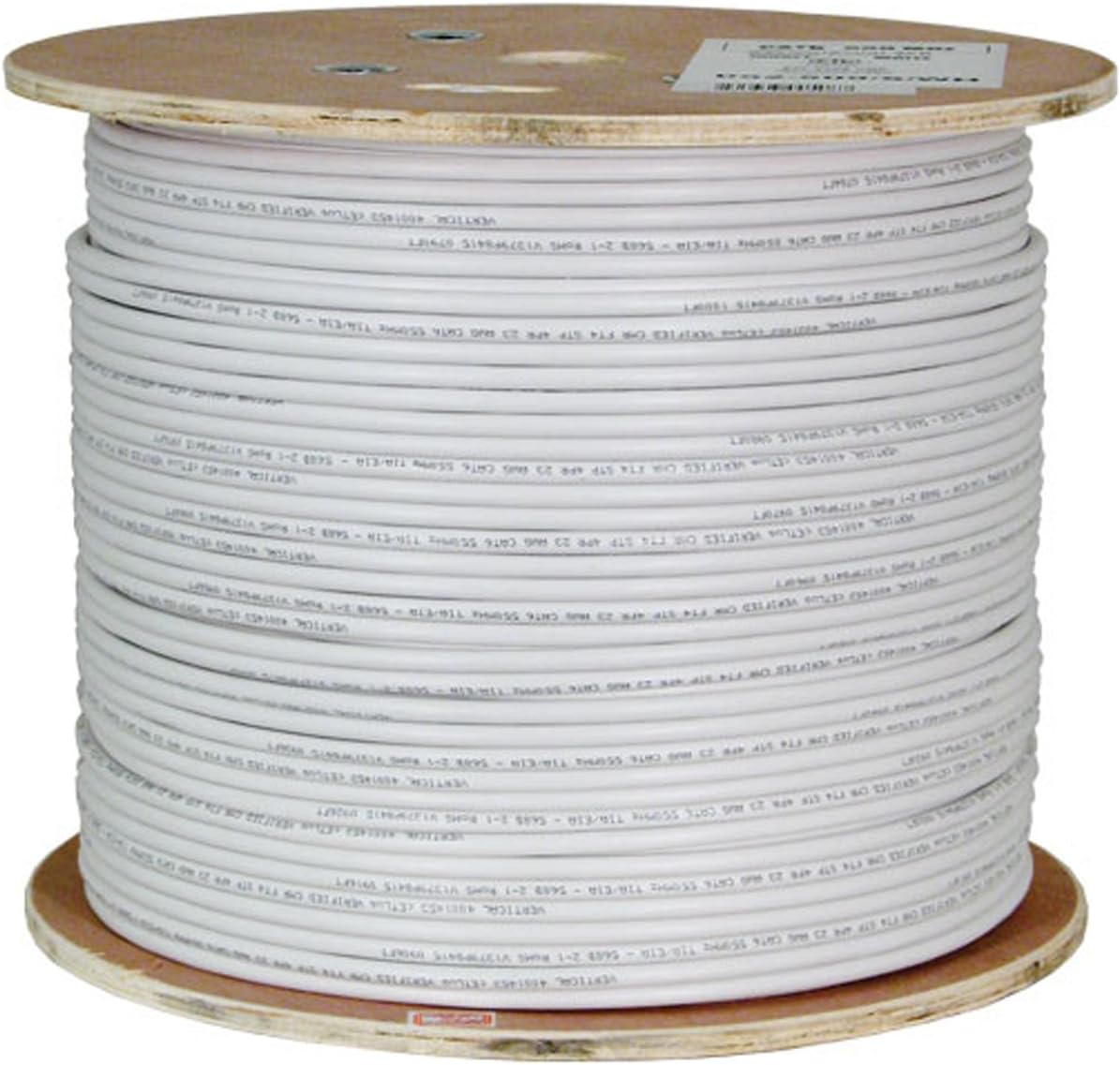 Bulk Shielded Cat6A Ethernet Cable, 23AWG, Solid Bare Copper, PVC, 1000ft, White M416