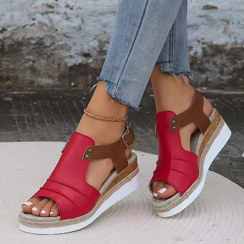 Women's Platform Wedge Sandals, Open Toe Ankle Buckle Strap Espadrille Casual Summer Shoes