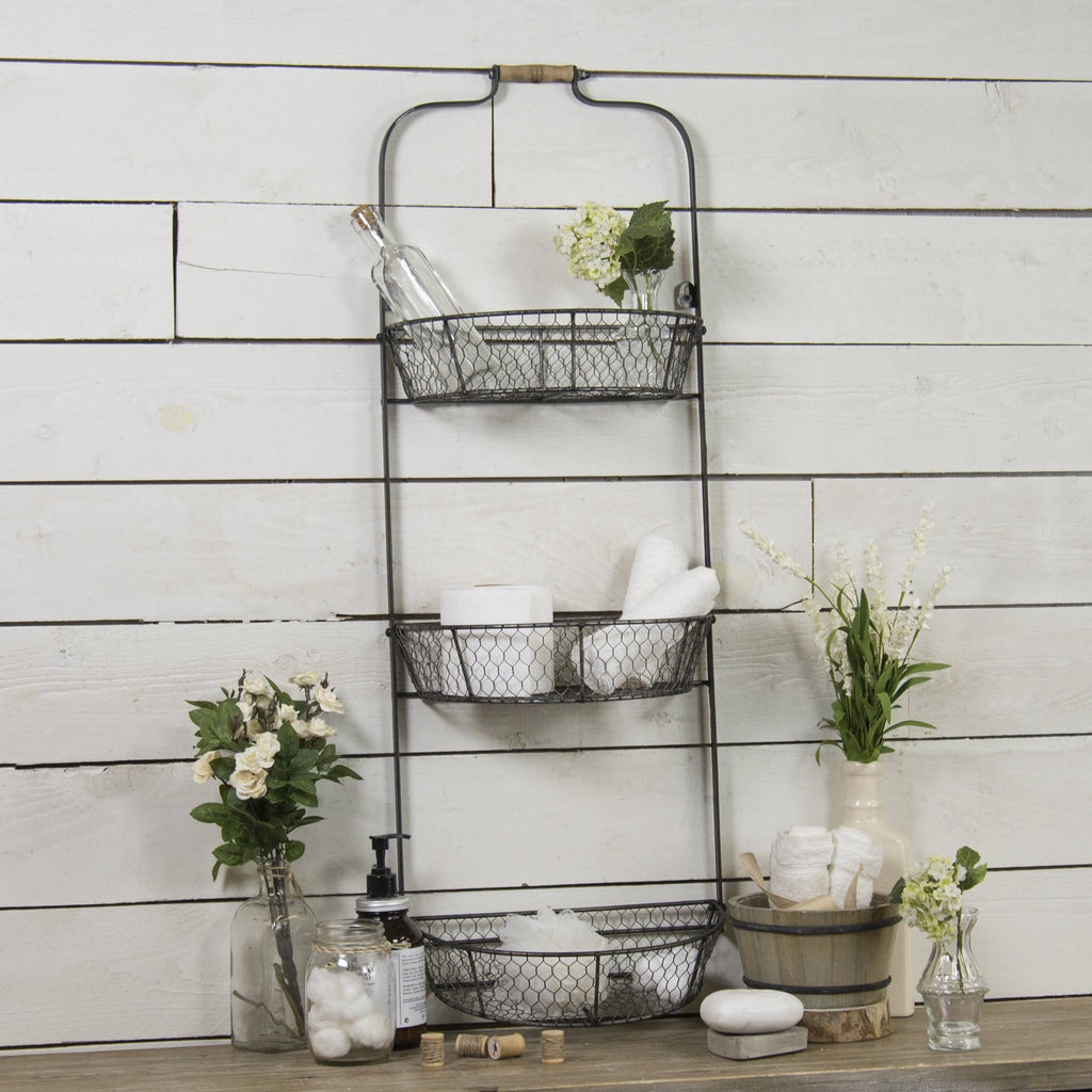 Black Metal Triple Wall Basket Y605
