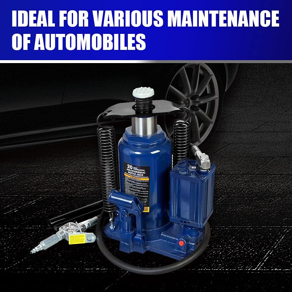 Blue Pneumatic Air Hydraulic Bottle Jack with Manual Hand Pump J936783