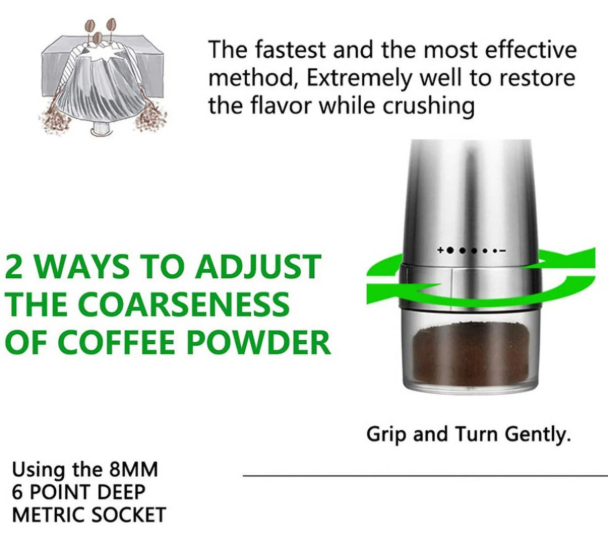 USB Charge Stainless Steel Coffee Grinder O56127