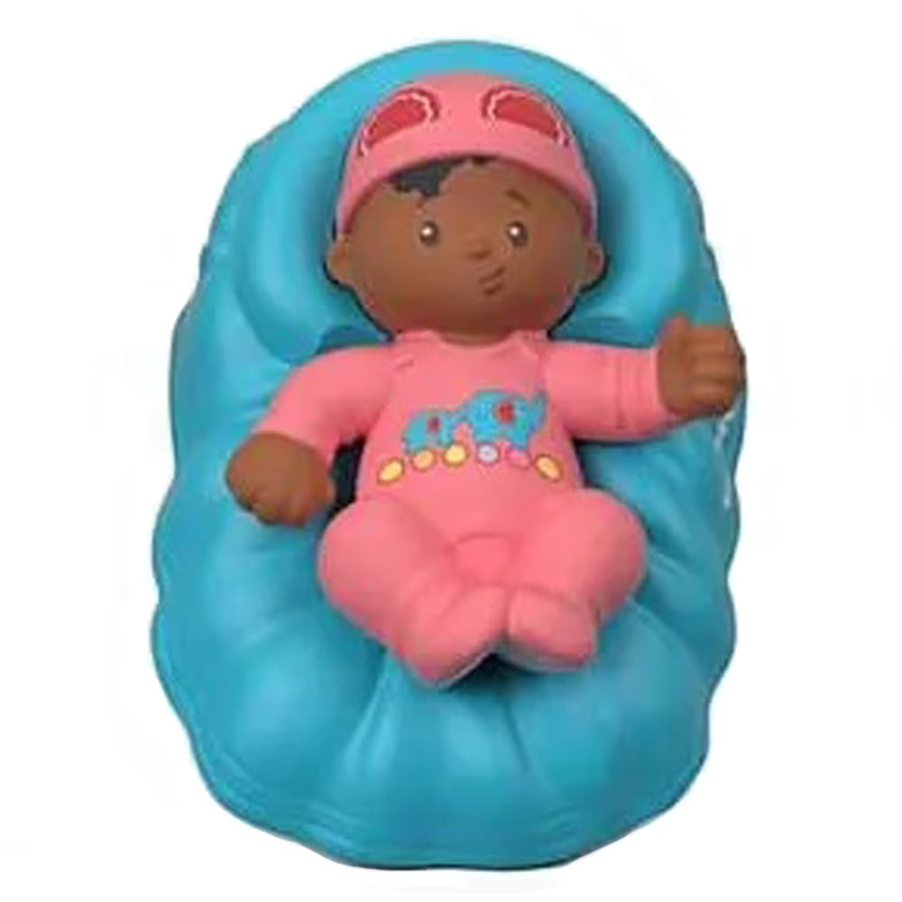 African American Baby Figure with Blue Basket and Pink Outfit C206