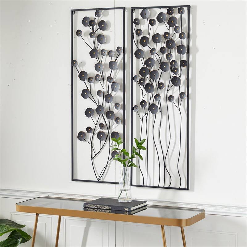 Black Metal Floral Wall Decor (Set of 2) F7071