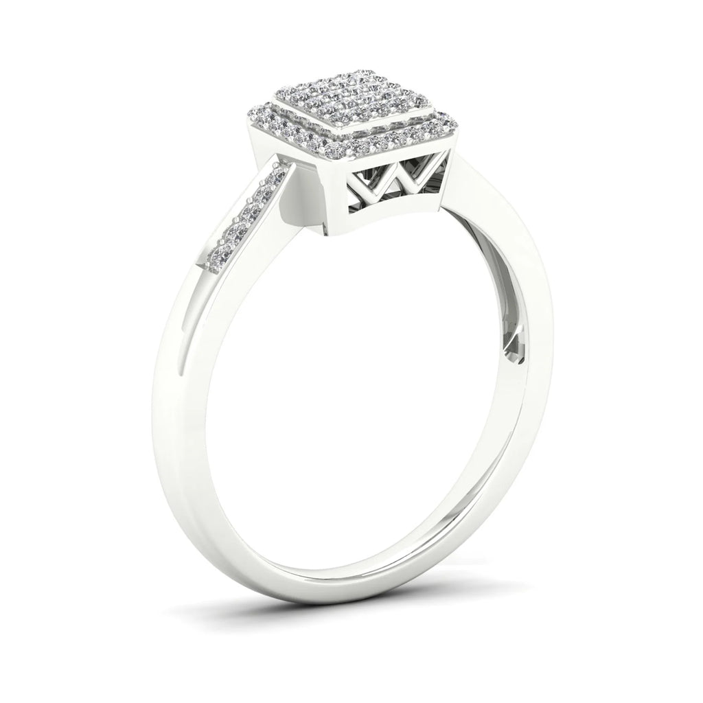 Sterling Silver Square Shape Engagement Ring W928031
