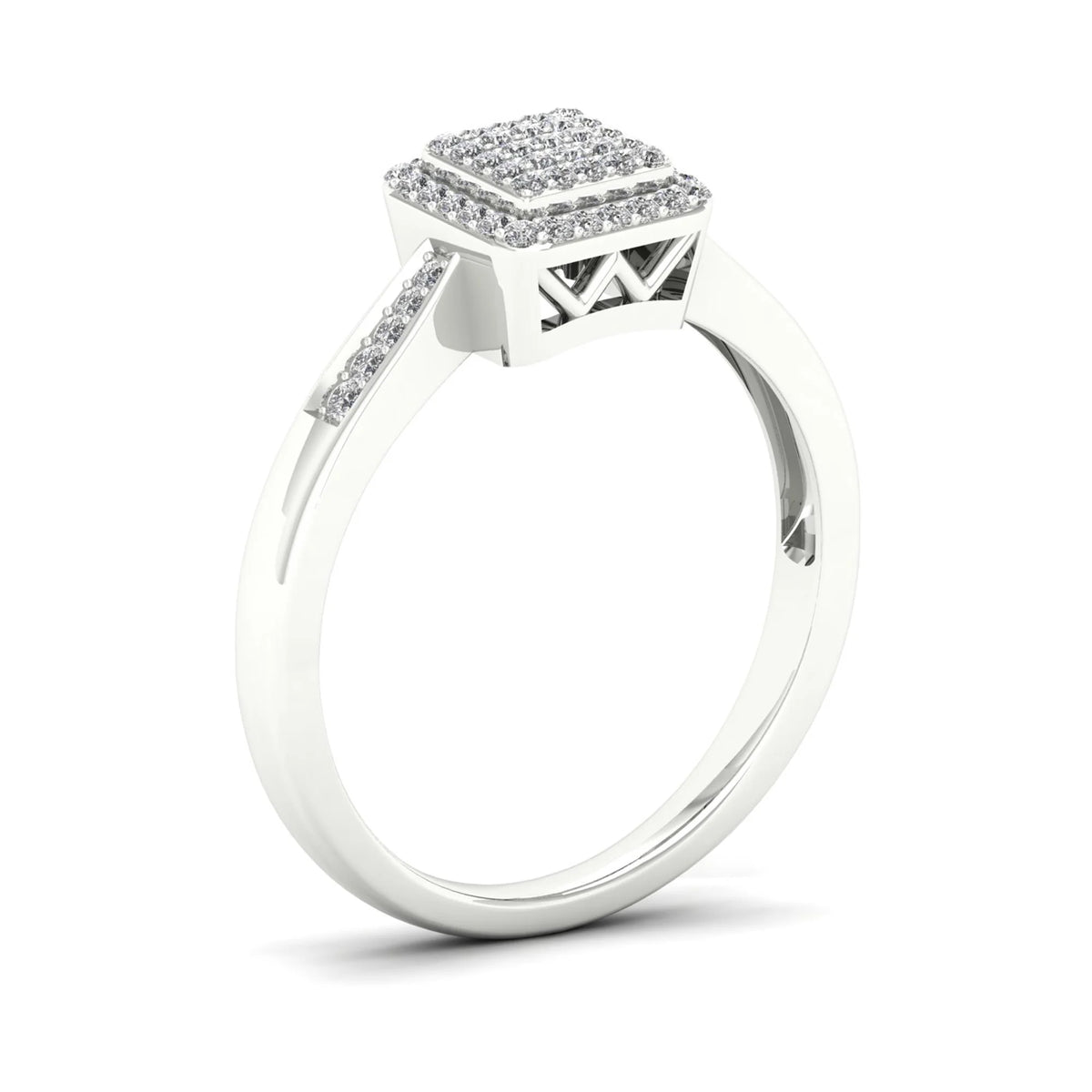 Sterling Silver Square Shape Engagement Ring W928031