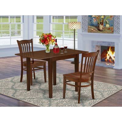 Mahogany Solid Wood Drop Leaf Dining Set 3 Pieces W678