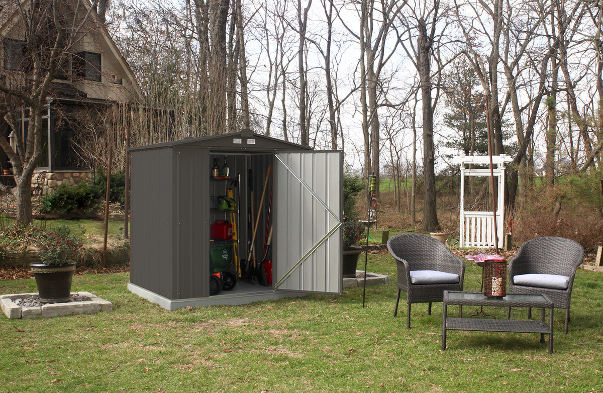 6 x 5 ft Galvanized Steel Storage Shed Q515487