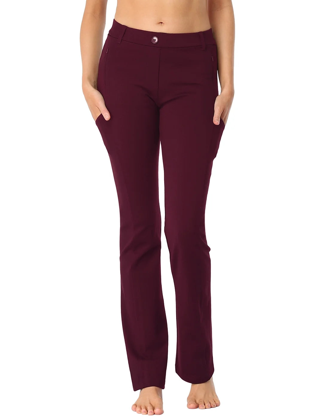 Burgundy Straight Leg Yoga Dress Pants with 8 Pockets - XL Long P19068