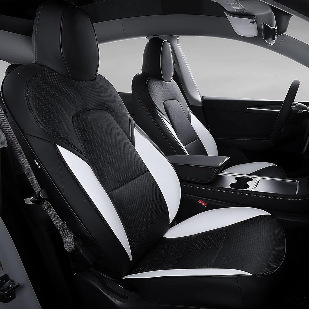 White PU Leather Car Seat Cover for Tesla Model Y 2020 2021 Y24047