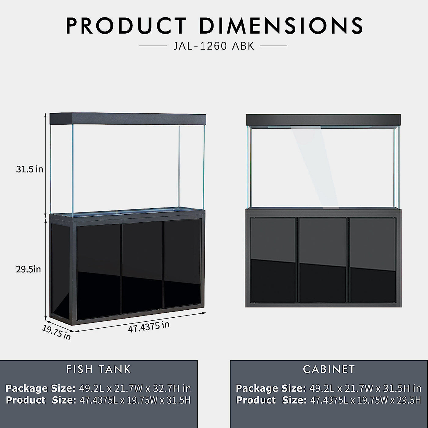 135 Gallon Tempered Glass Aquarium Black S897