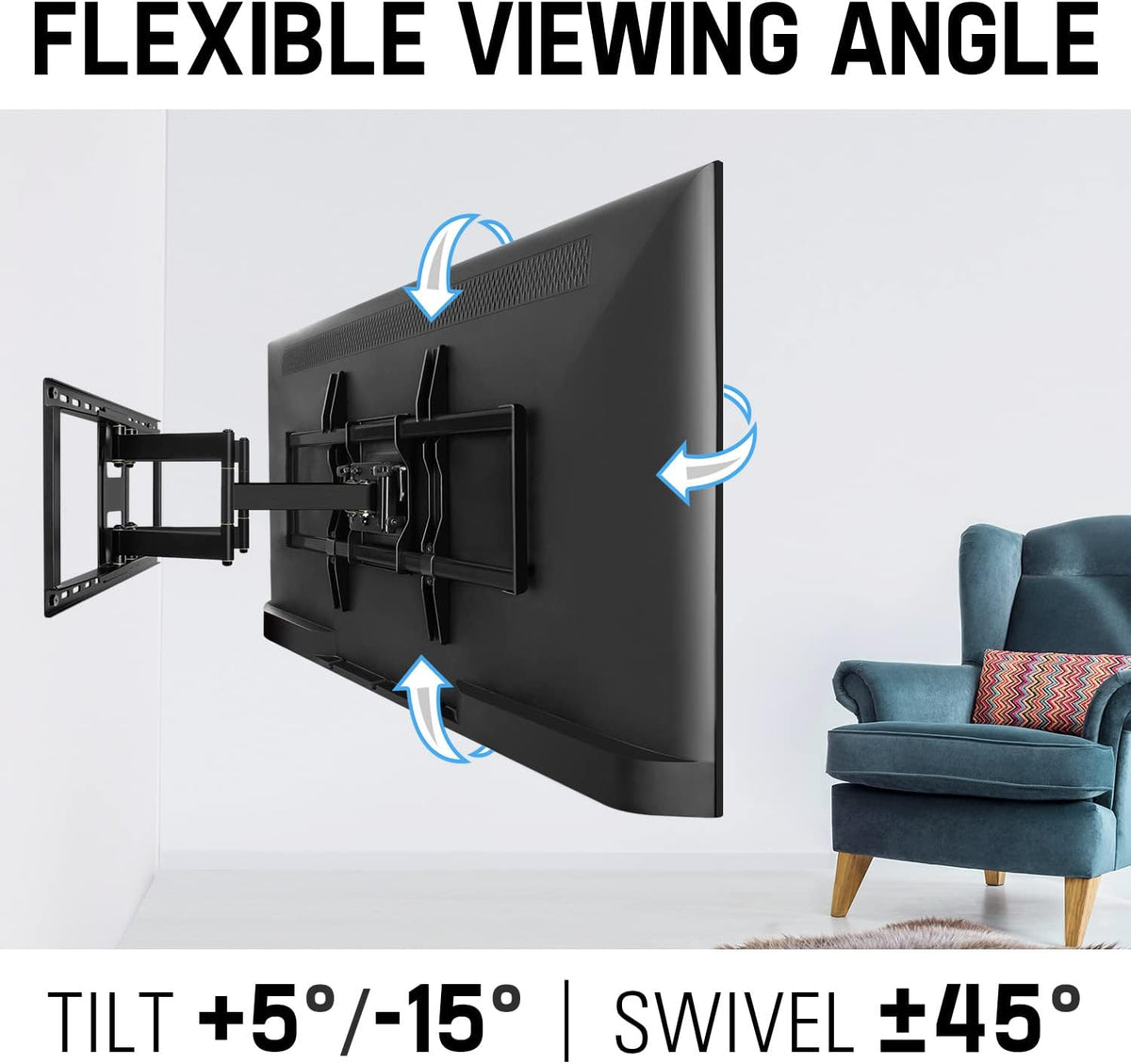 TV Wall Mount Full Motion for 42-84" TVs up to 132LBS, Max VESA 800x400mm D895287