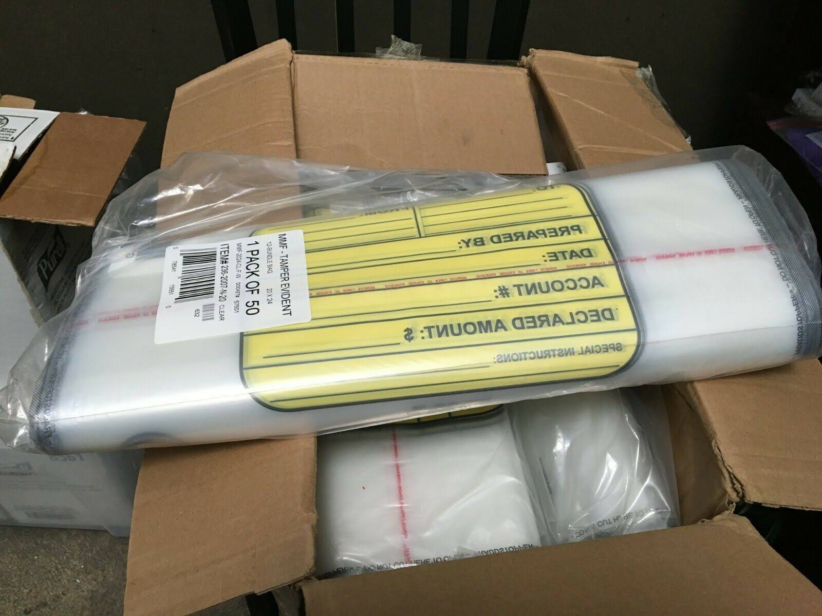 12 Bundle Capacity Tamper-Evident Cash Bags, 20 x 24, Clear, 250 Bags/Box U280641