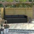 3 Piece Black Poly Rattan Outdoor Sofa Set D845282