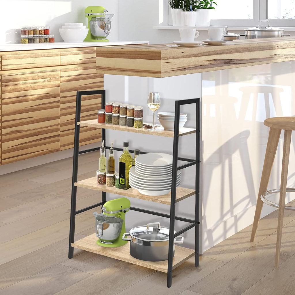 5-Tier Brown Wood Bookcase with Metal Frame B288724