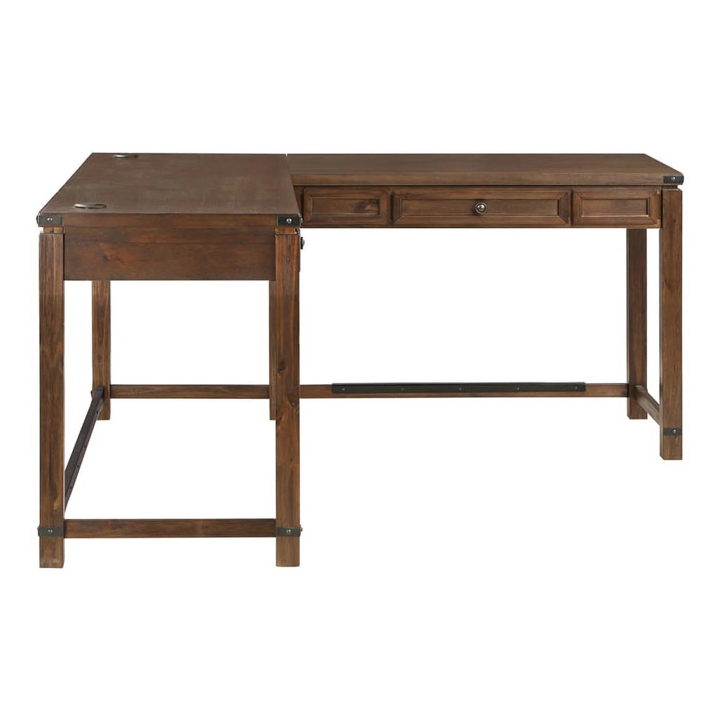 Brushed Walnut Engineered Wood Sit-to-Stand L-Desk O839