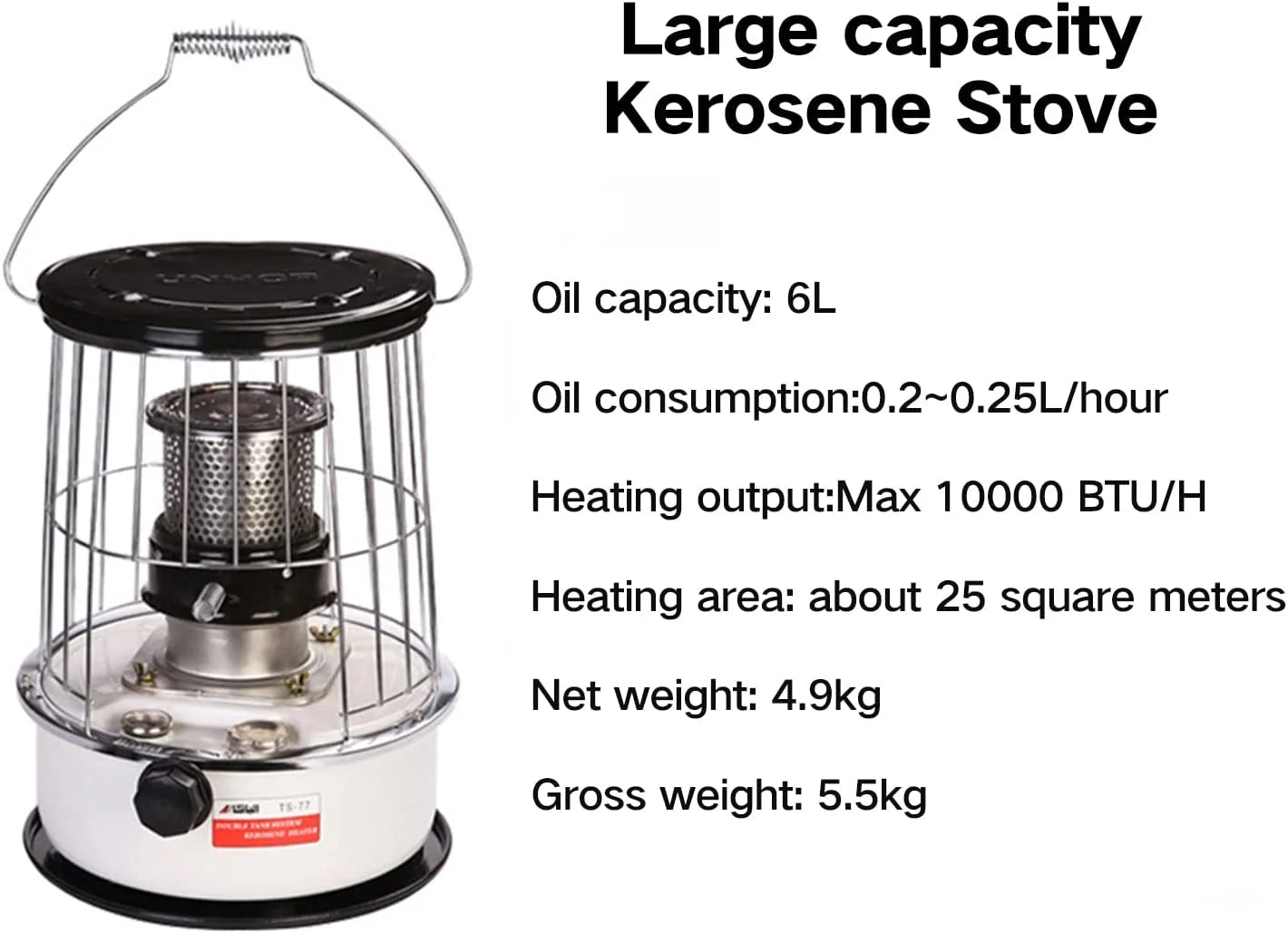 Portable Kerosene Heater with Adjustable Handle, 6L H1148