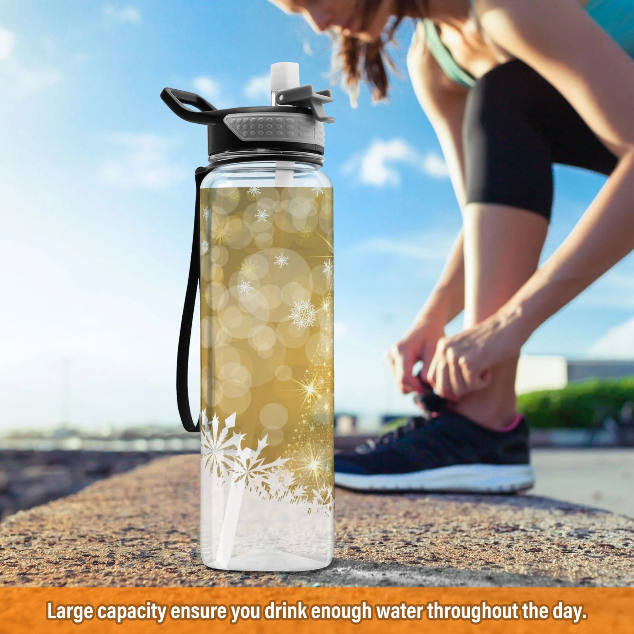 Golden 32oz Tritan Water Bottle with Straw A1676