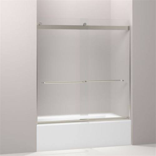 Frameless Sliding Bath Door with Frosted Glass, Matte Nickel T650