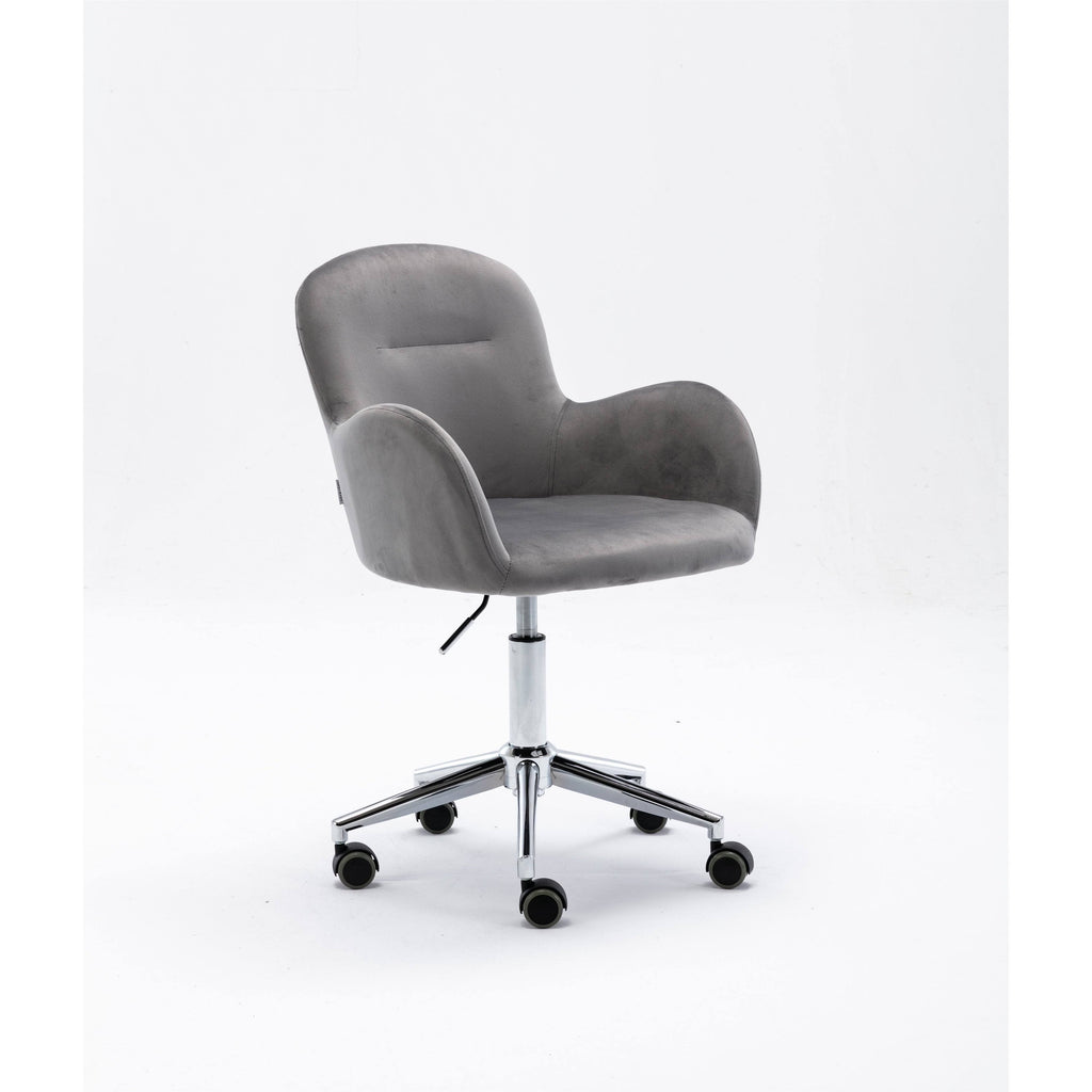 Velvet Swivel Shell Chair Grey R6094