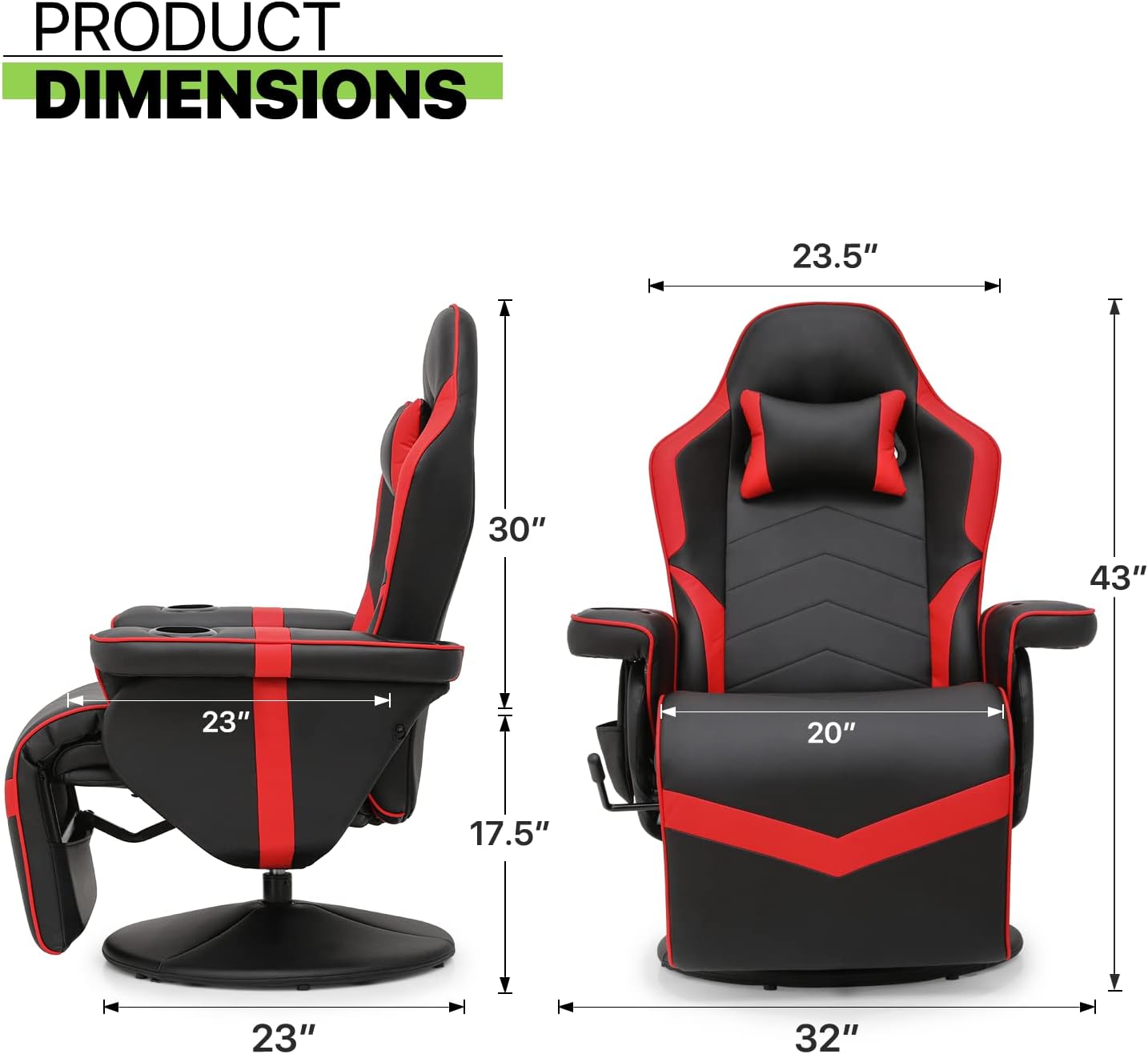Red PU Leather 360° Swivel Recliner Massage Chair with Footrest B4399