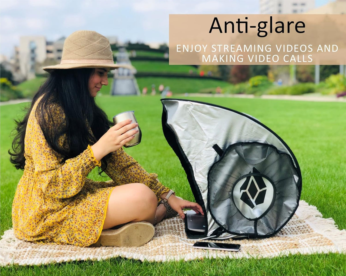 Laptop Sun Shade, Anti-Glare, Fits up to 17" Device, Foldable, with Microfiber Screen Cleaning Cloth Pack of 2 L648