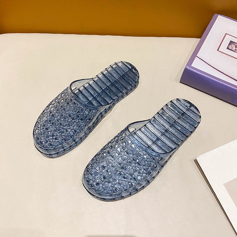 Half-covered hollow-out platform sandals